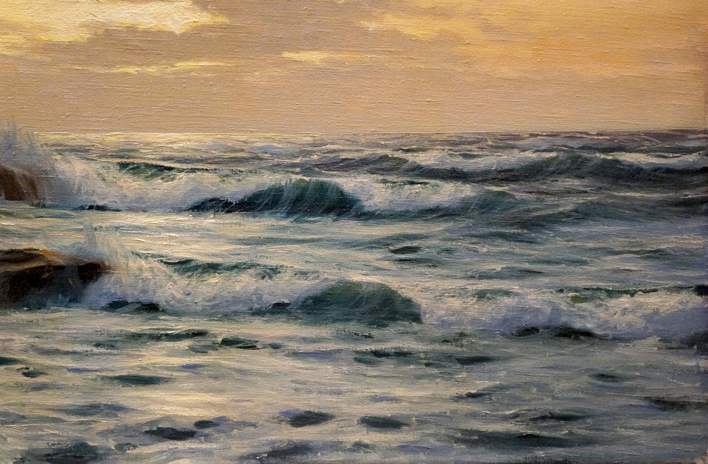 Oil painting Mesmerizing sunset on the sea European artist