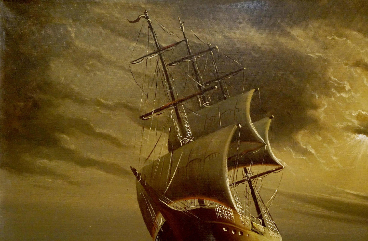 Landscape with a Ship portrayed in oil by Mody Kersler