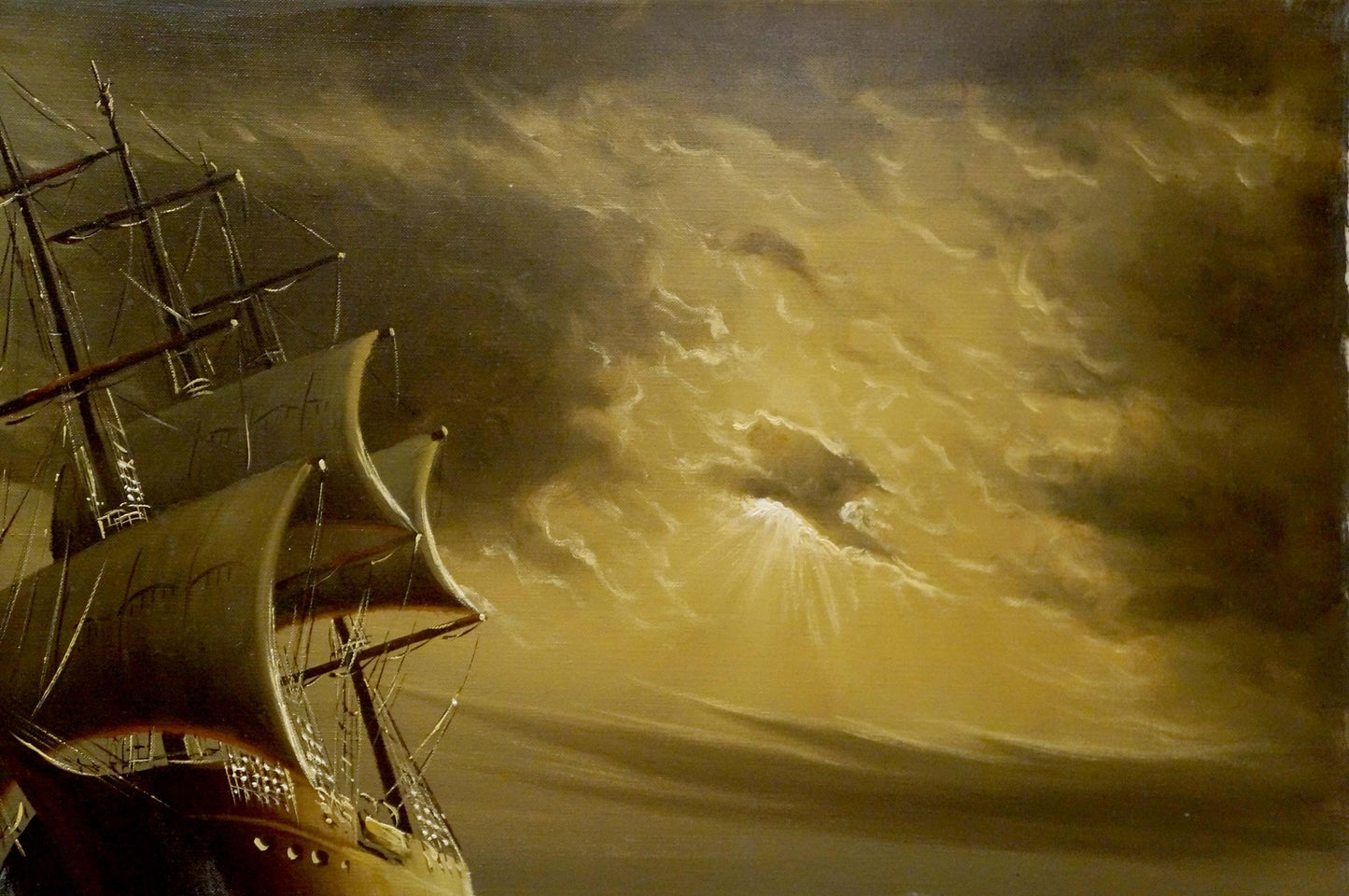 Experience the beauty of "Landscape with a Ship," an oil painting by Mody Kersler