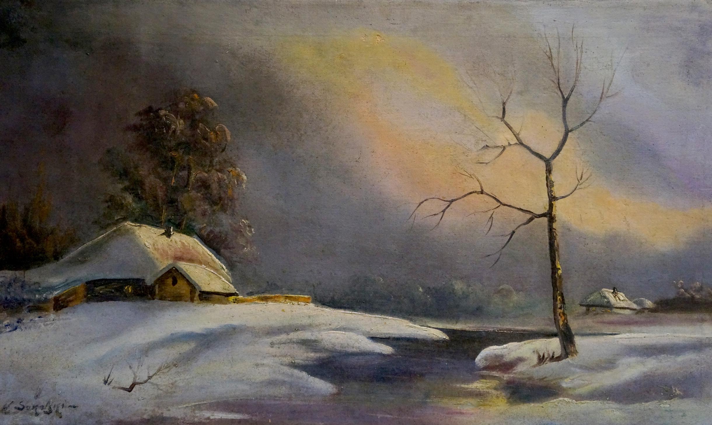 Oil painting Winter fairy tale