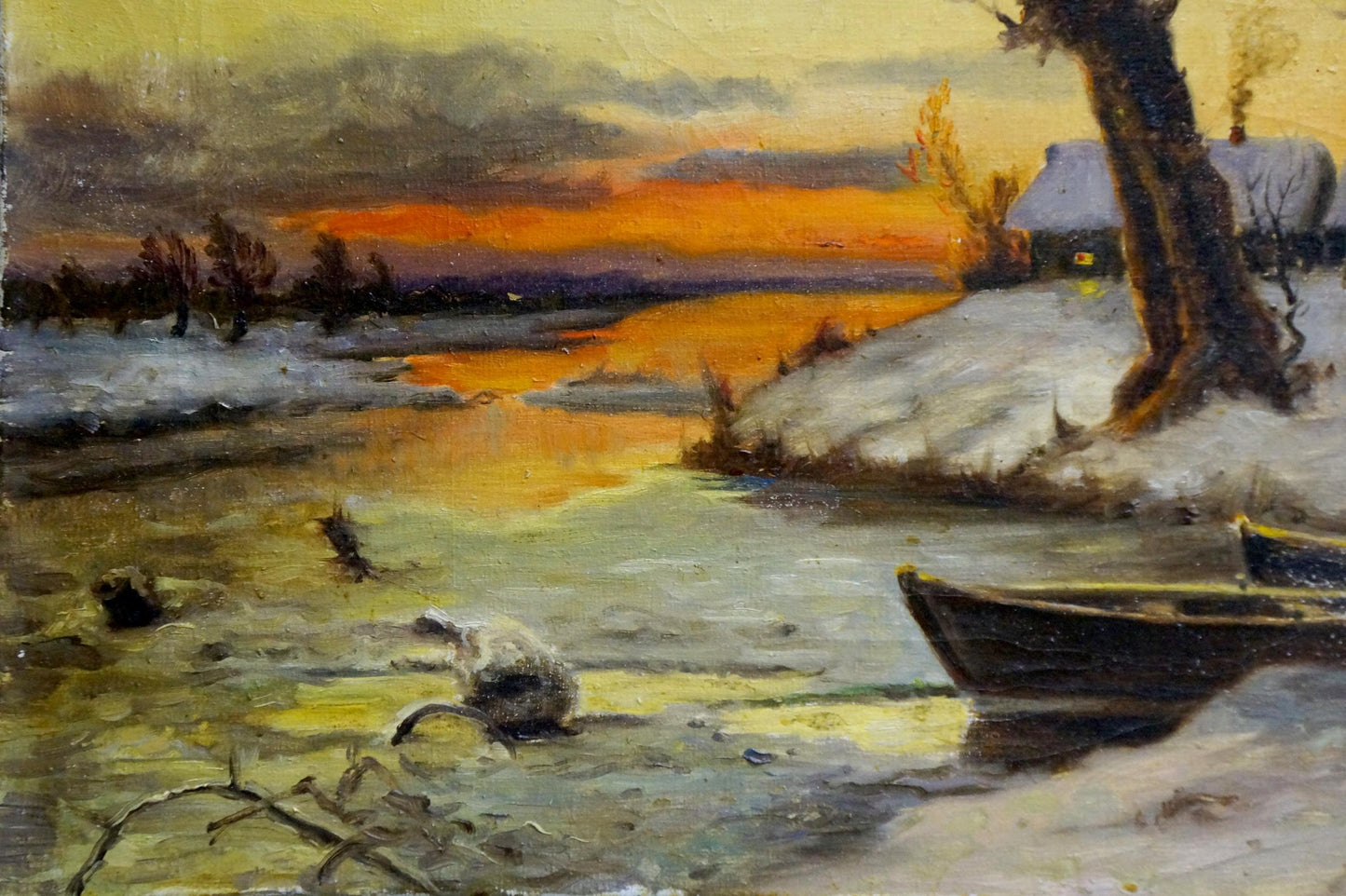 Oil painting Winter dawn