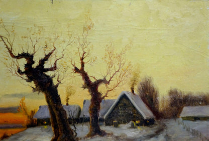 Oil painting Winter dawn