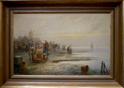 Oil painting Coastal Market Weyh T.