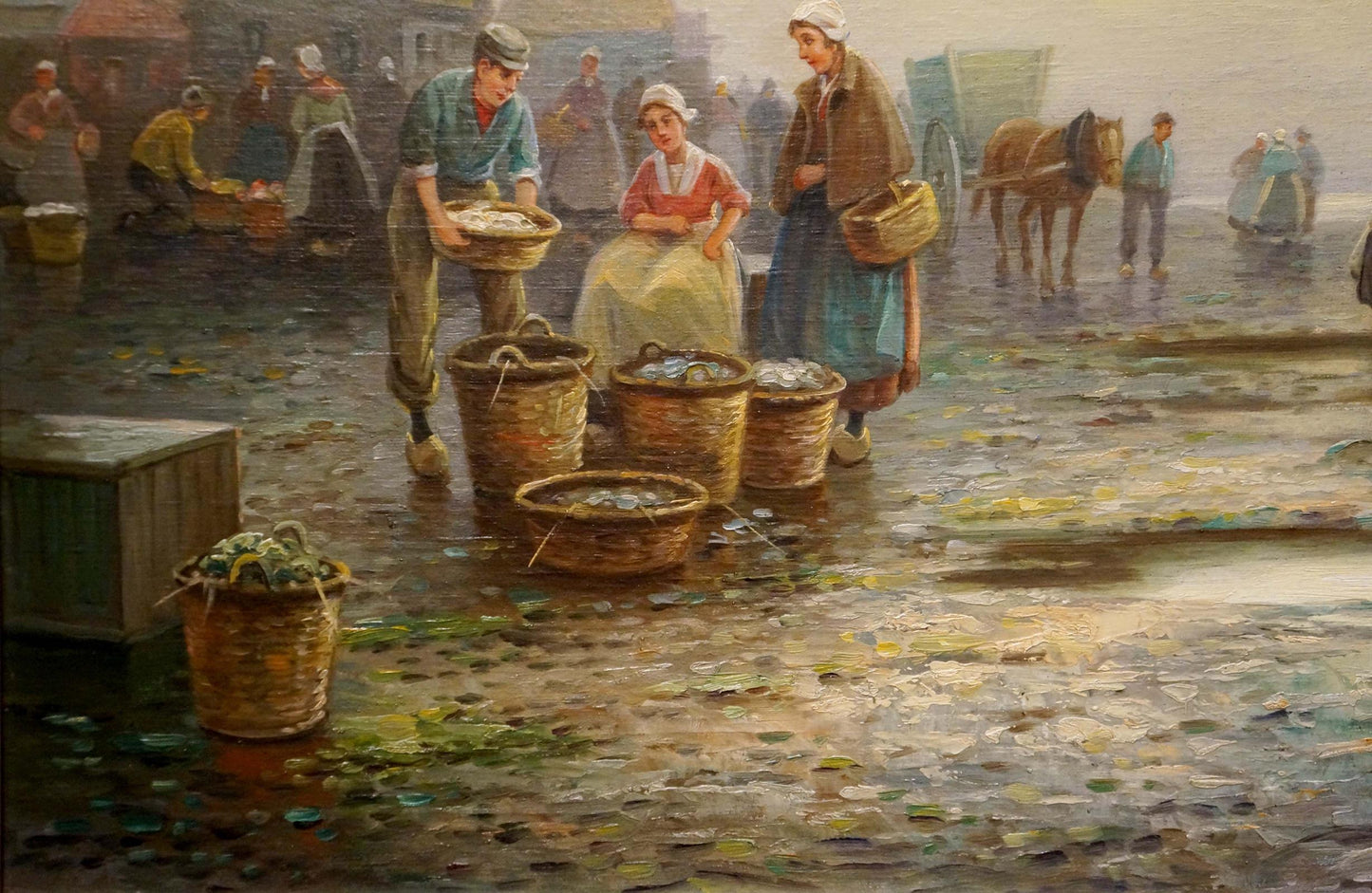 Oil painting Coastal Market Weyh T.