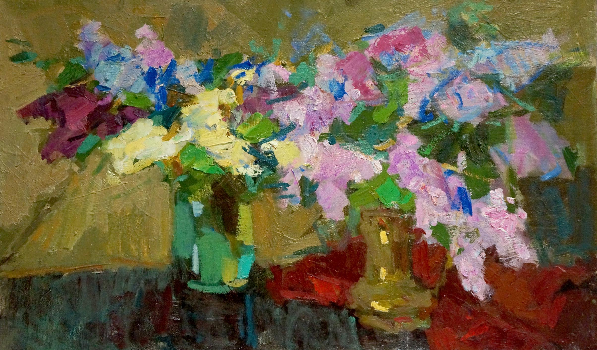 Oil painting Lilac joy on the table Unknown artist