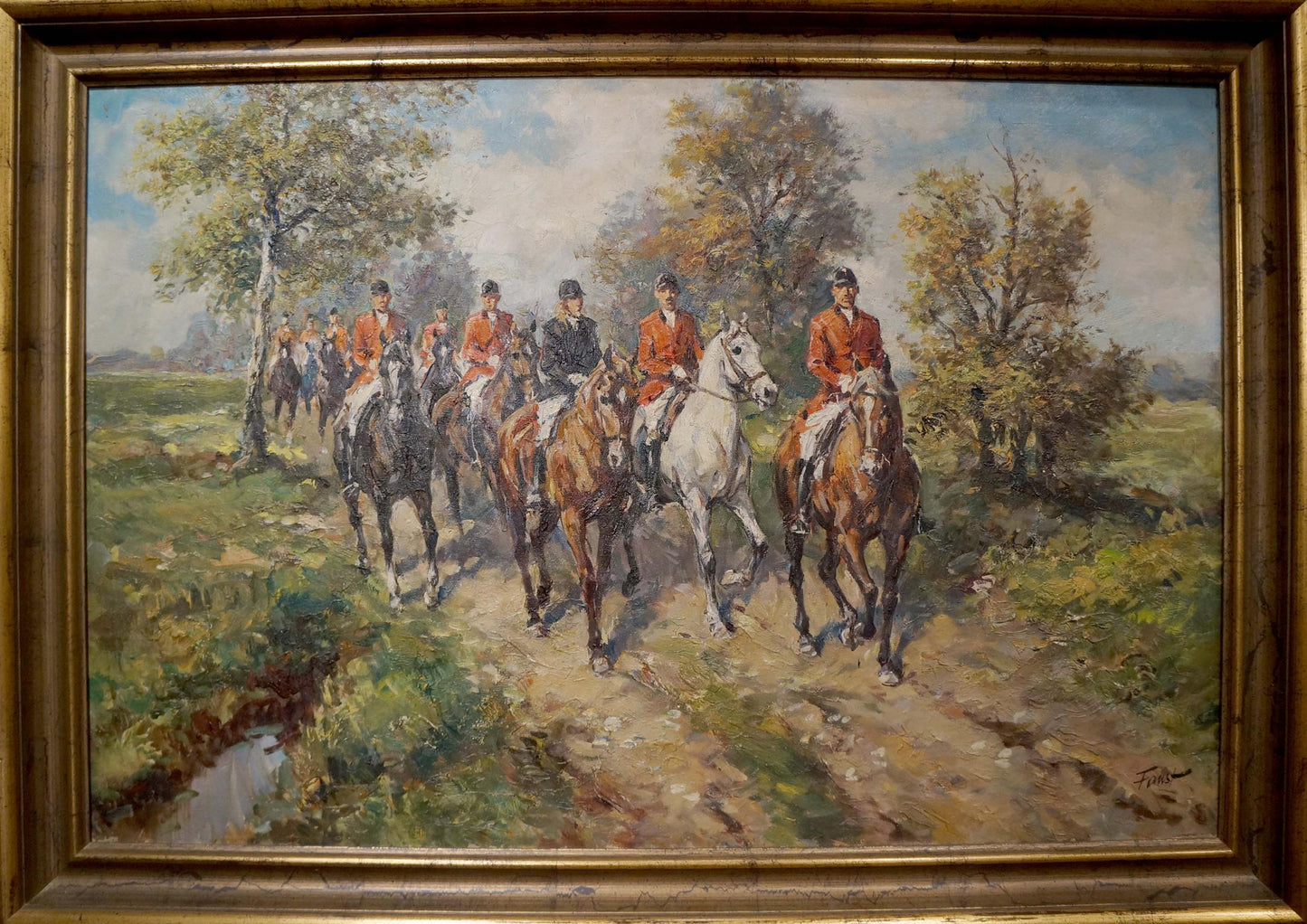 Oil painting Soldiers on the road Faust