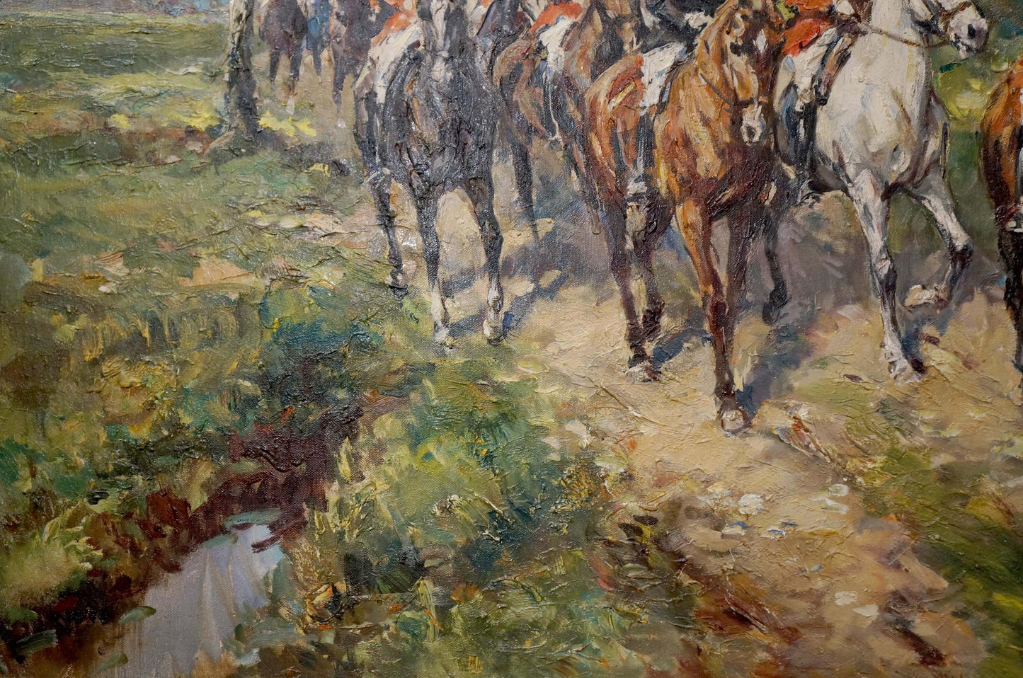 Oil painting Soldiers on the road Faust