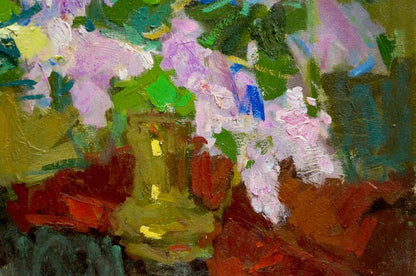 Oil painting Lilac joy on the table Unknown artist