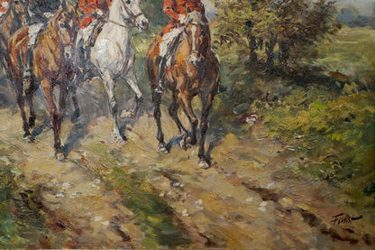 Oil painting Soldiers on the road Faust