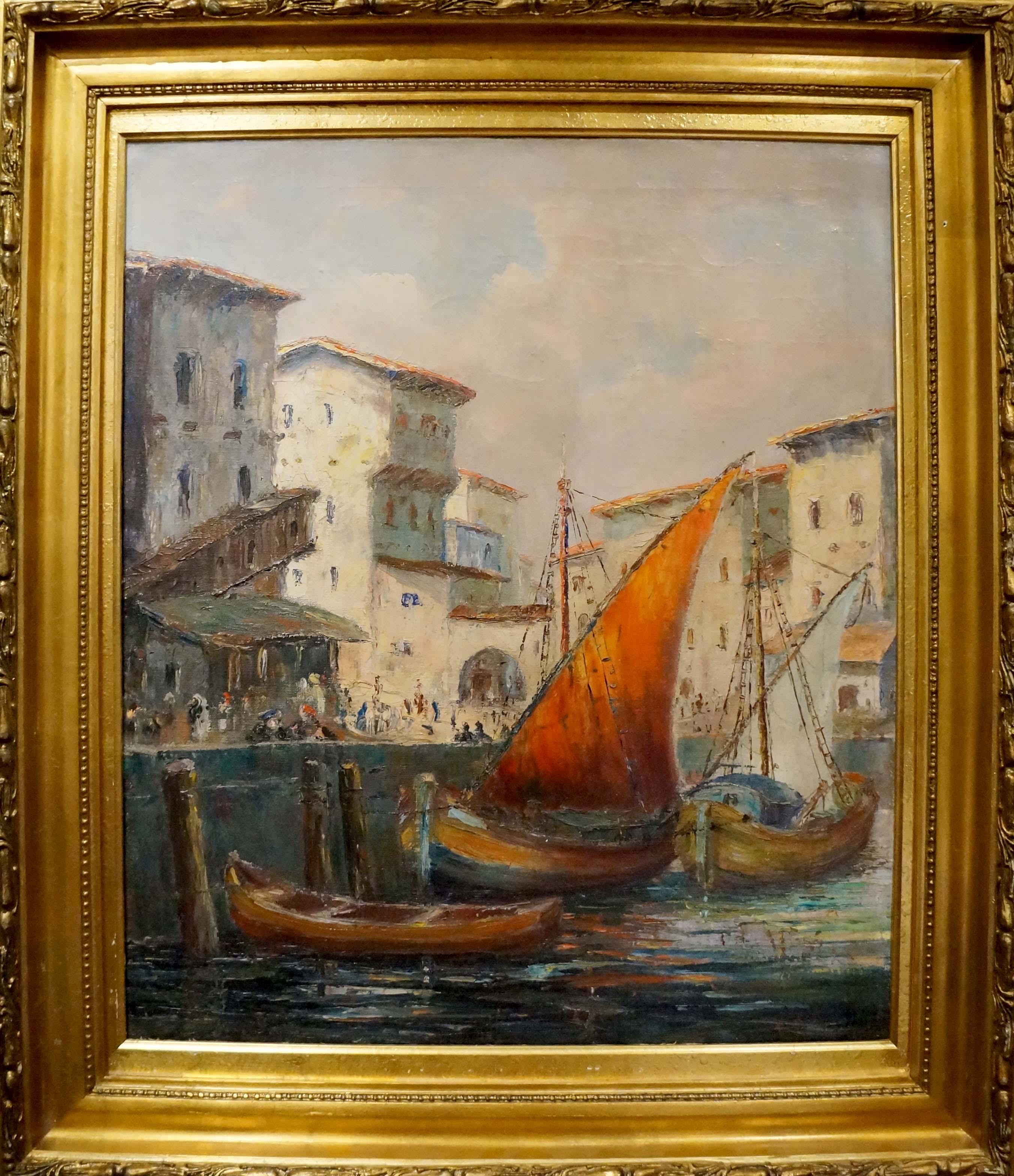 Oil painting In Port Richard Thorn