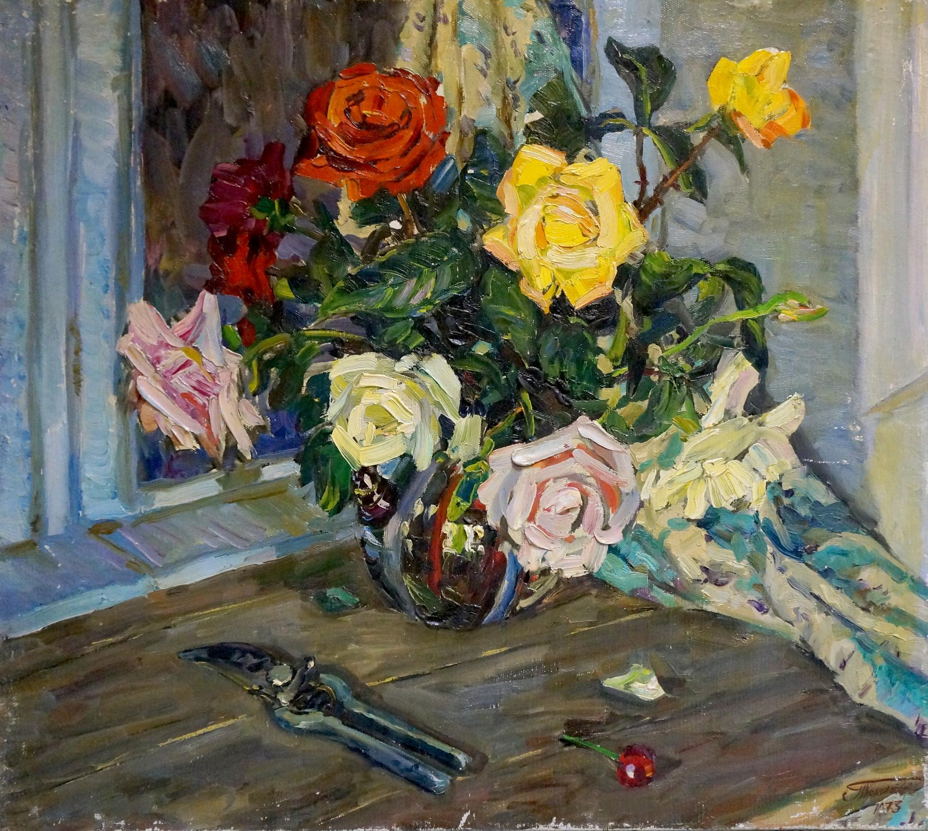 Oil painting Gift roses Petr Kolomoitsev