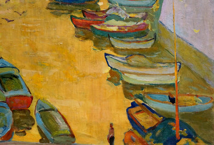 Oil painting Boat pier Sakhnenko Victor Ivanovich
