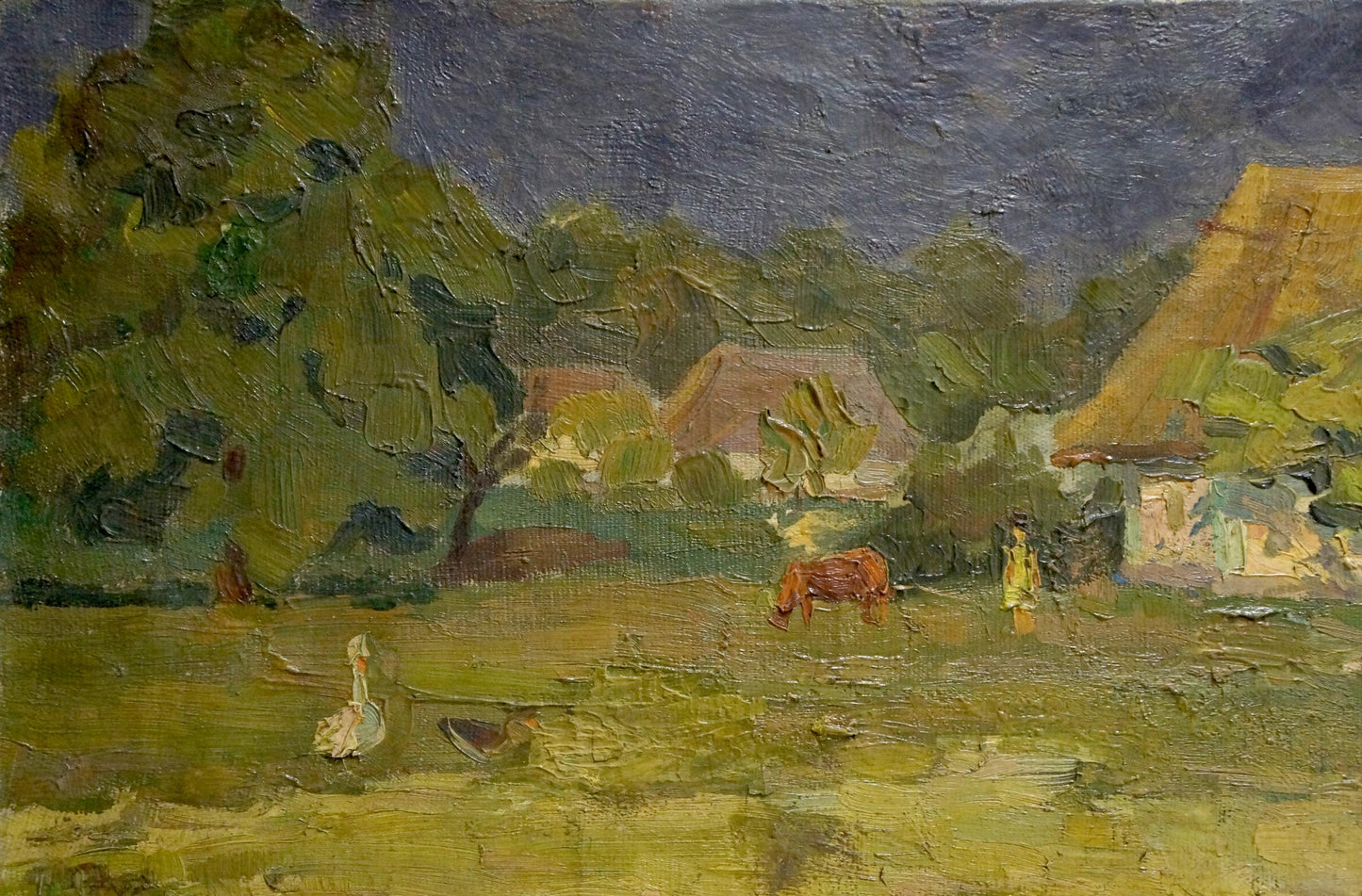 Oil painting Village Mynka Alexander Fedorovich