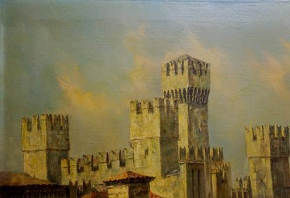 Oil painting Medieval castle Karl Klupp Munchen