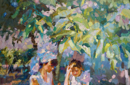 Oil painting Children in the garden Chaus Victor Nikolaevich