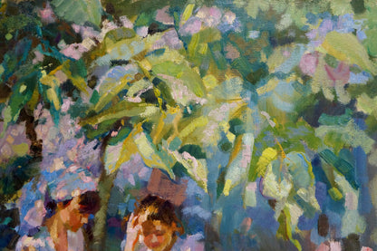 Oil painting Children in the garden Chaus Victor Nikolaevich