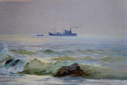 Oil painting Ship at sea Yarovoy Stepan Kalinovich