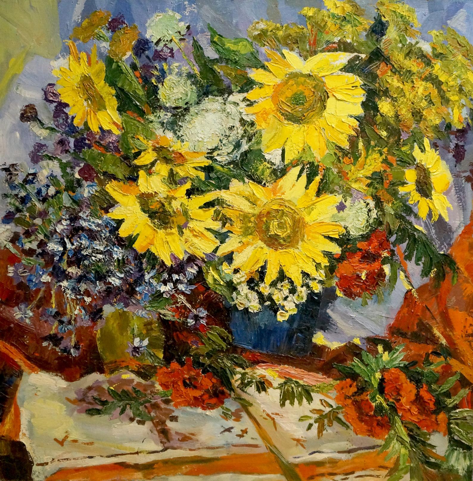 Oil painting Sunflowers Kolomoitsev Petr Mikhailovich