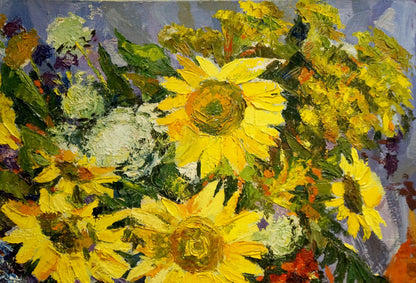 Oil painting Sunflowers Kolomoitsev Petr Mikhailovich