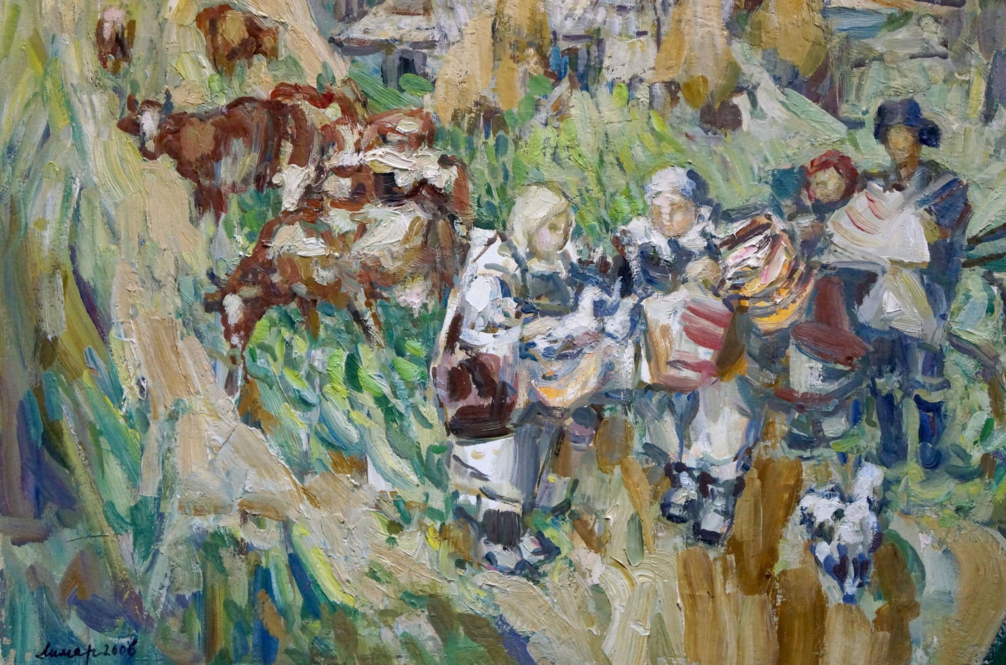 Oil painting Village life Limar Anatoly Pavlovich