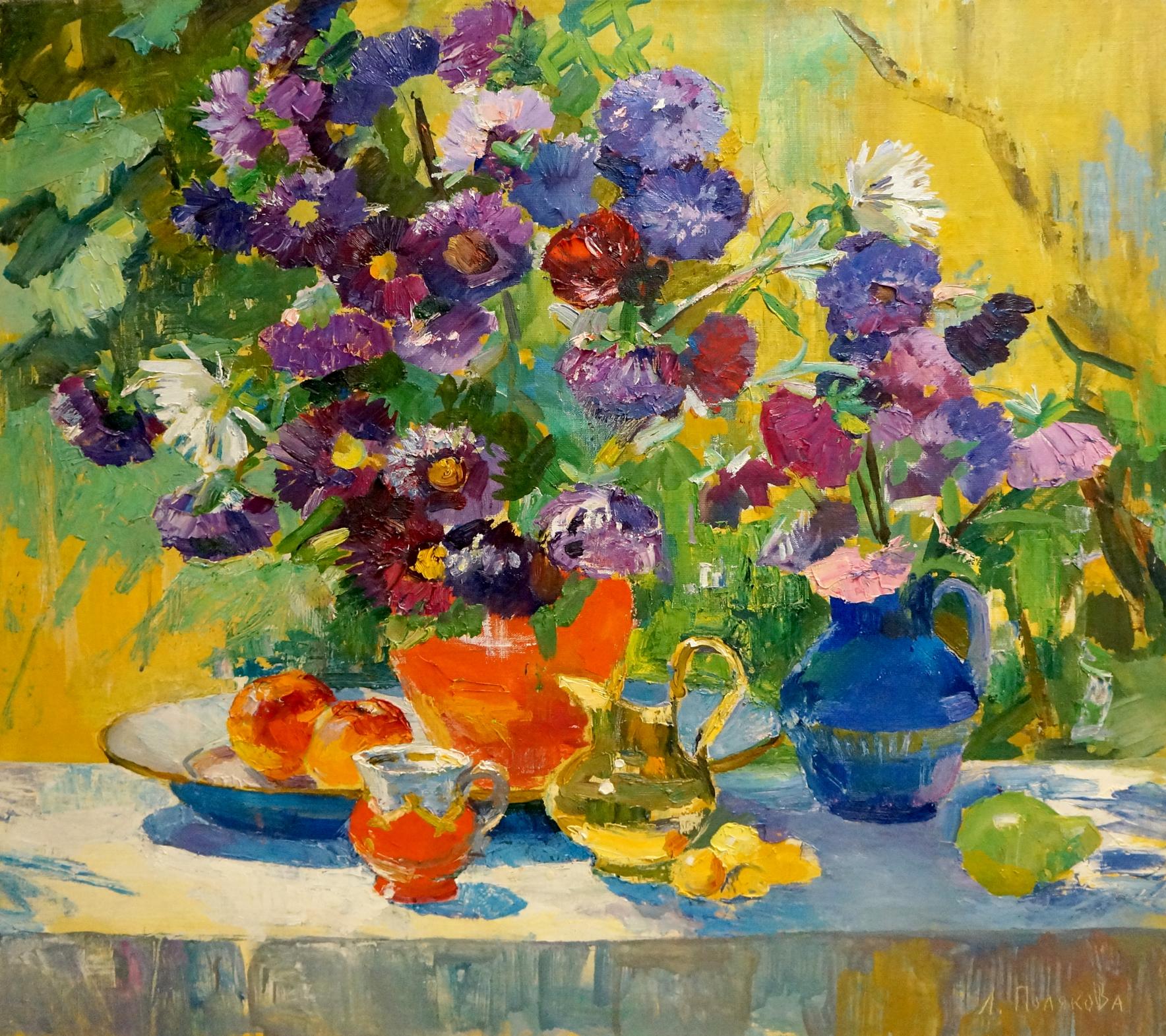 Oil painting Flowers and sweets Polyakova Lyudmila Valentinovna