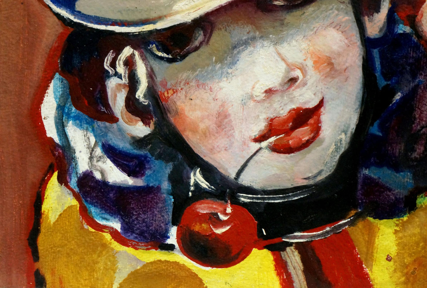 Oil painting Nikolay Nikolaevich Prokopenko Clown with cherry