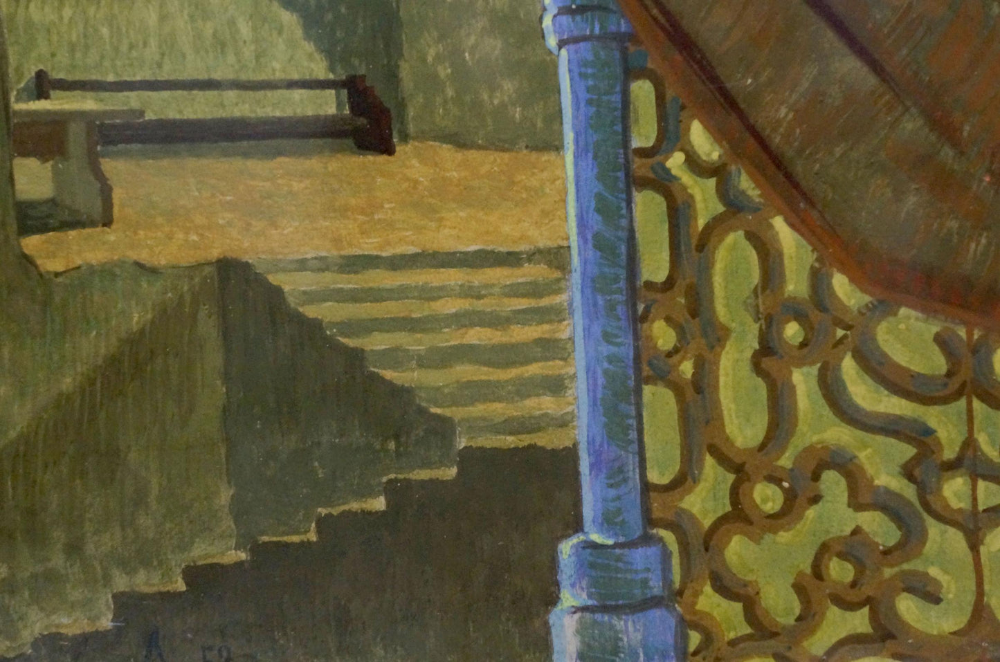 Pastel painting Stairs to the hall Deineka Alexander Alexandrovich