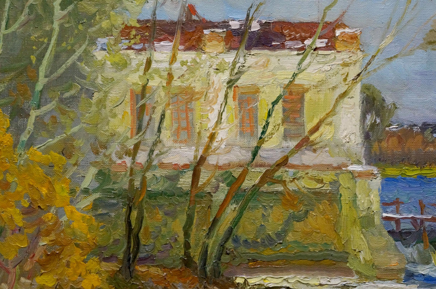 Oil painting House by the shore Minka Alexander Fedorovich