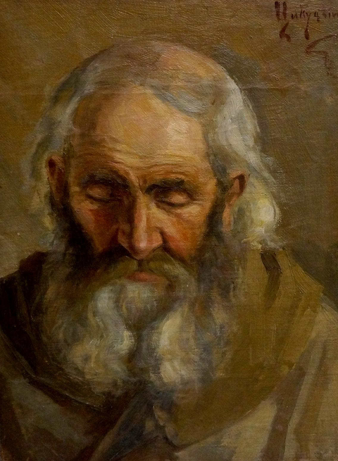 Oil painting Portrait of an old man Tsykutsky