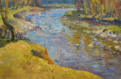 Alexander Fedorovich Minka's oil artwork portrays the rural landscape at a village edge
