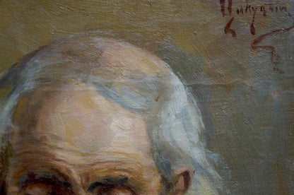 Oil painting Portrait of an old man Tsykutsky