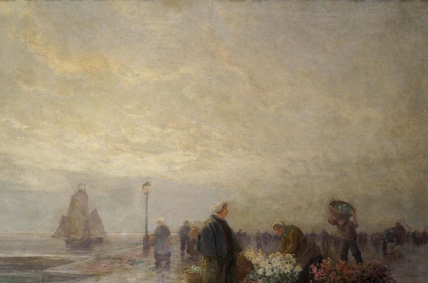 Oil painting Landscape with a market