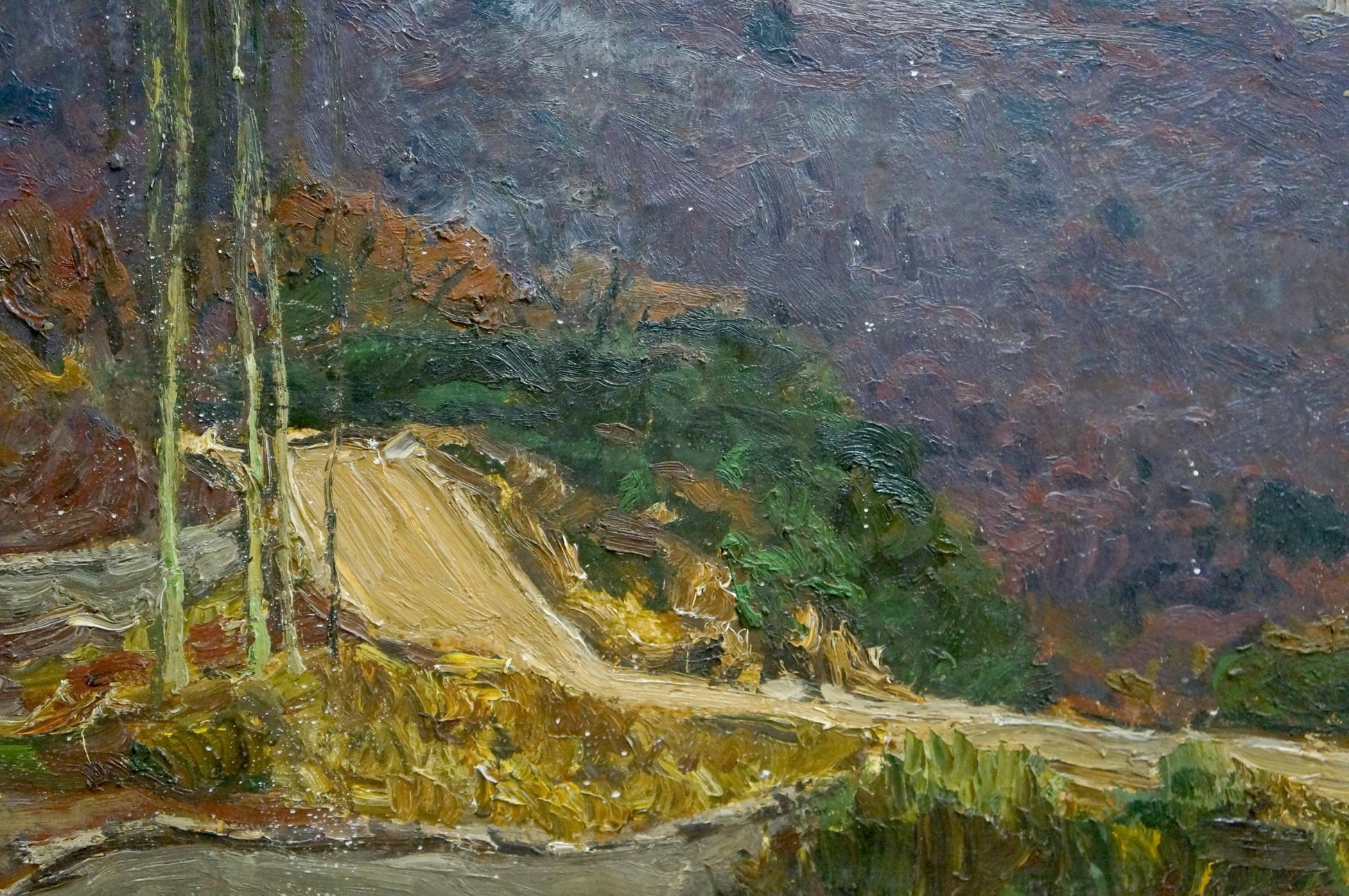 Oil artwork showcasing "Mountain Landscape" by Peter Kuzmich Stolyarenko