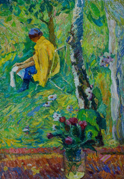 Oil painting Man in the garden Viktor Grigorievich