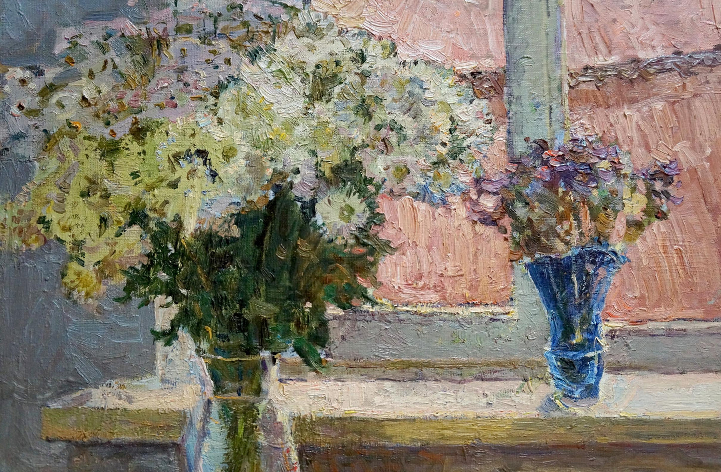 Oil painting Flowers by the window Peter Kuzmich Stolyarenko