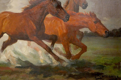 Oil painting Horse running