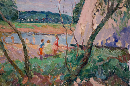 Oil painting Children on the shore Sevastyanov Viktor Grigorievich