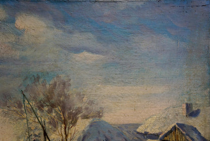 Oil painting Winter. Rural landscape Lysenko Sergey Nikolaevich