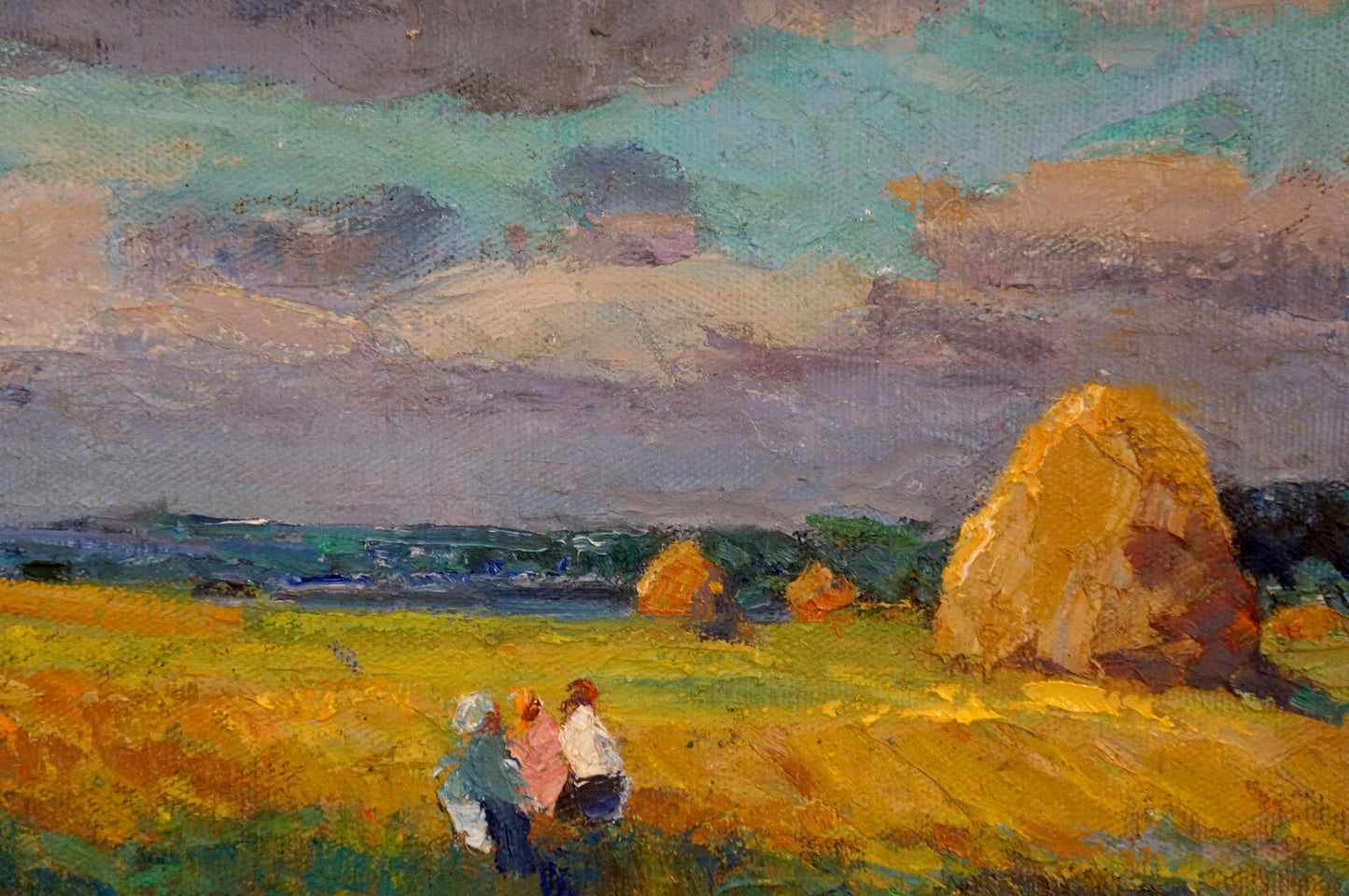 Oil painting People in the field Sevastyanov Viktor Grigorievich