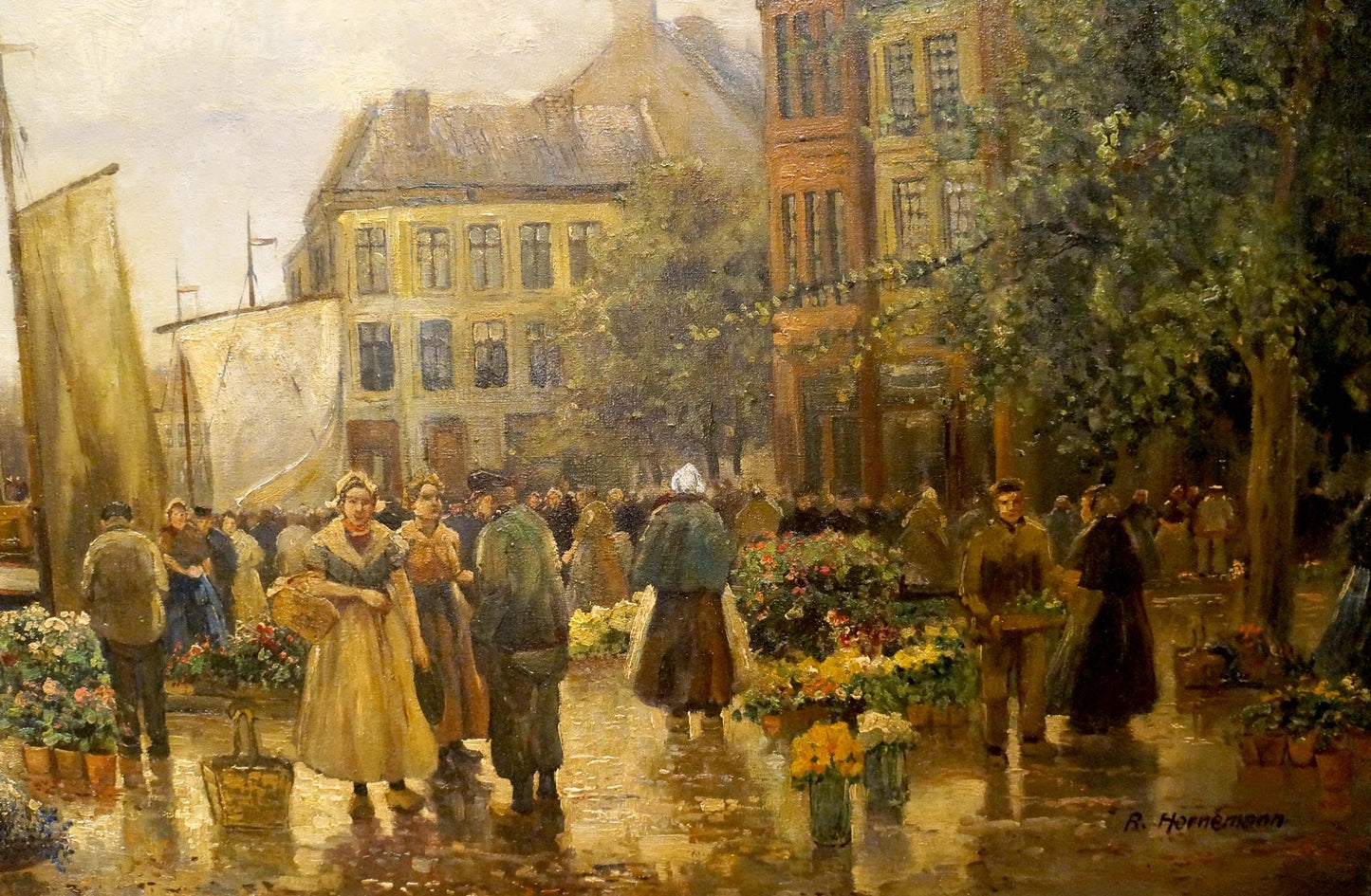 Oil painting City life R. Hornemann