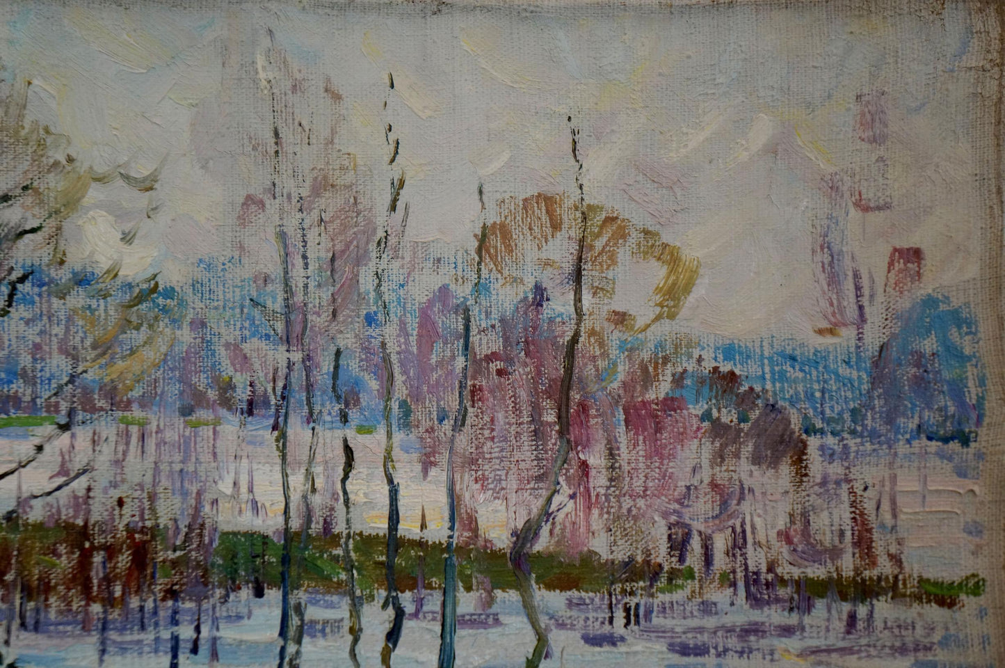 Oil painting By the river Sevastyanov Viktor Grigorievich