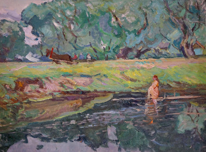 Oil painting Pond near the forest Sevastyanov Viktor Grigorievich