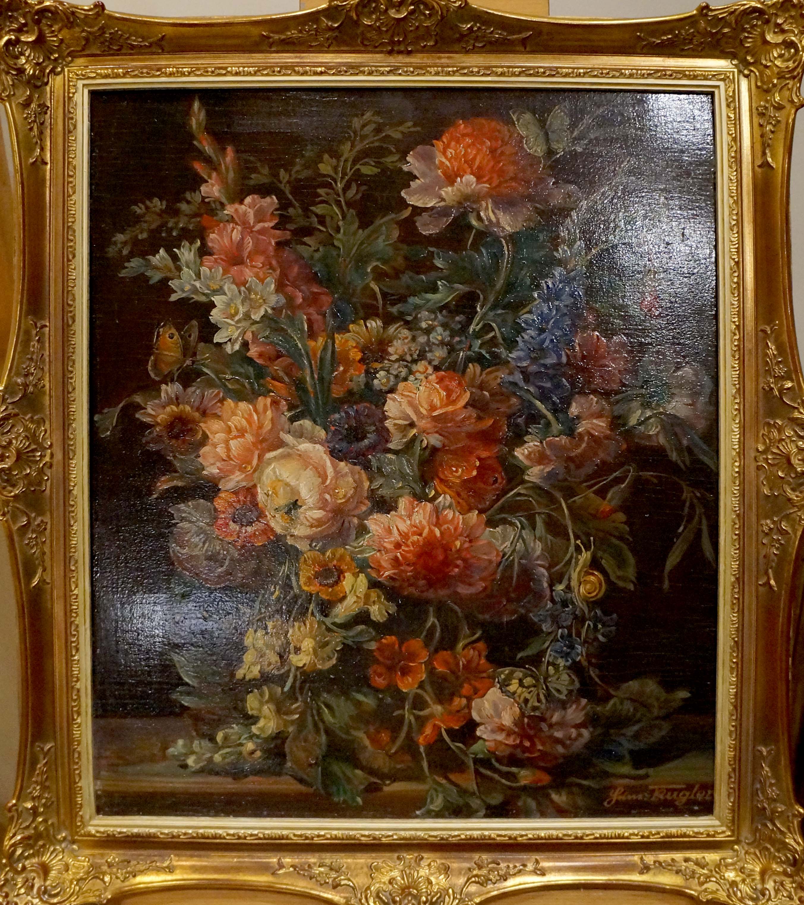 Oil painting Bouquet of colorful flowers European artist