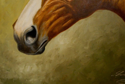 Oil painting Portrait of a brown horse European artist