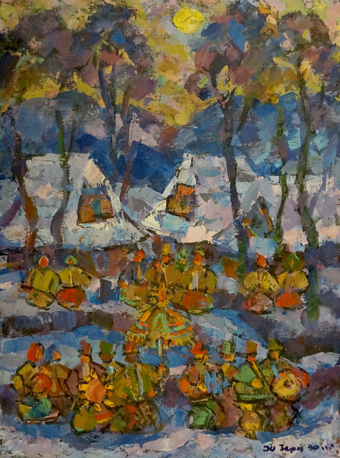 Oil painting Village gatherings Yuri Hertz