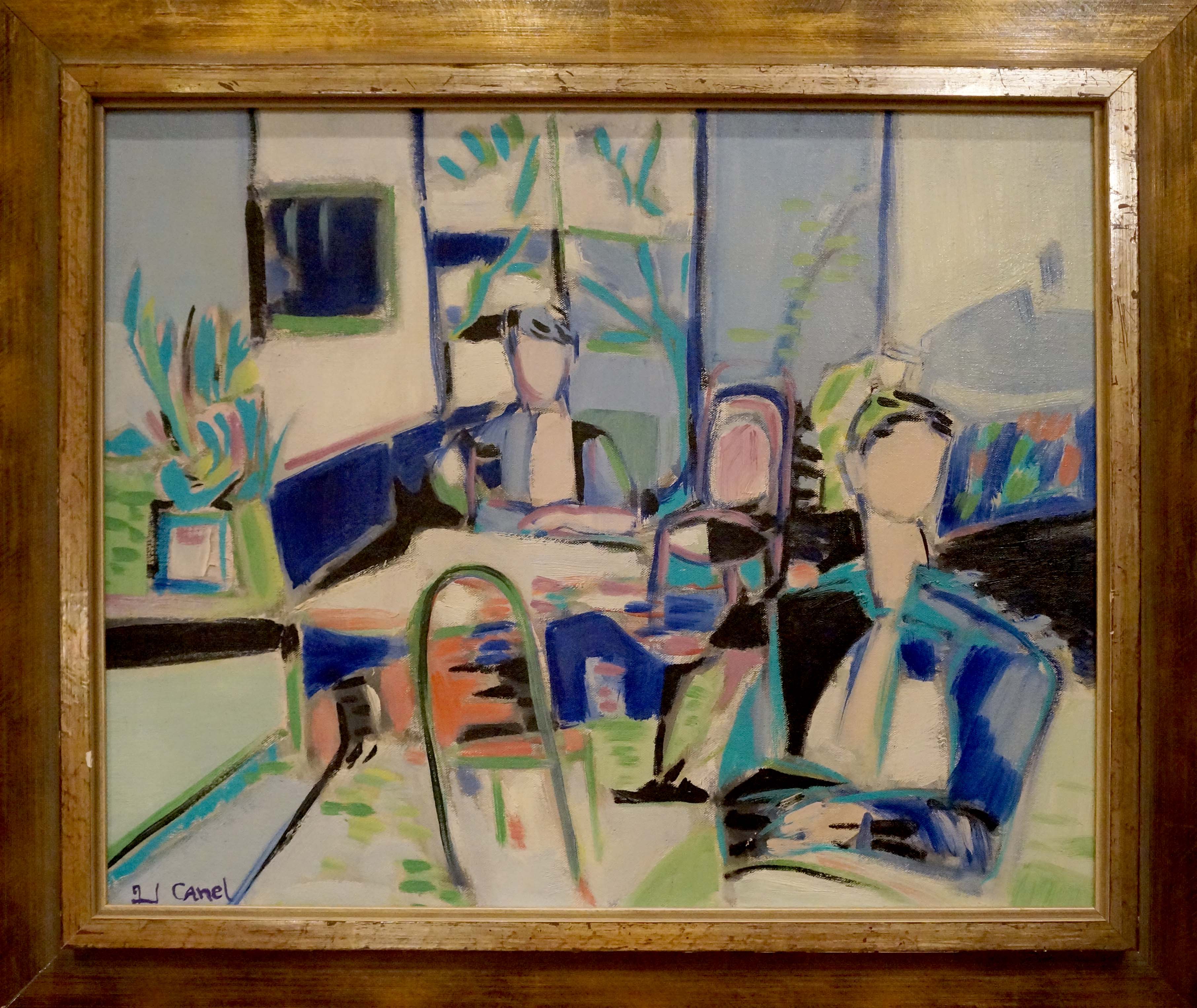 Abstract oil painting Family at the table Canel L.