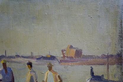 Oil painting Sailors in the port Malyarenko Igor Alekseevich