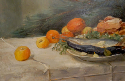 A. Michebou's oil painting of food on a table