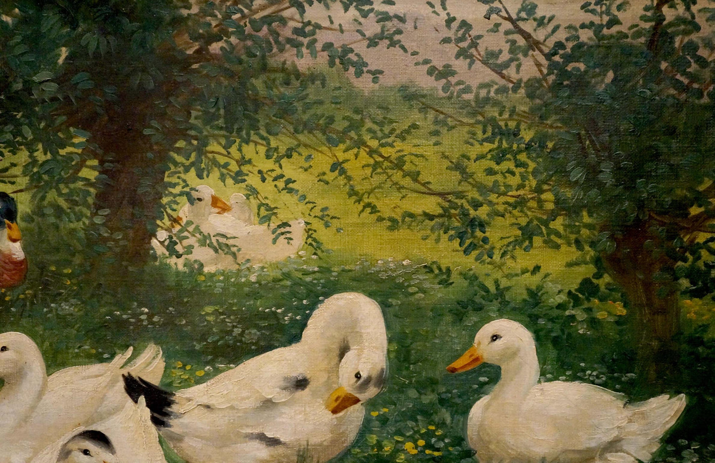 Oil painting Geese walk H. Graesel