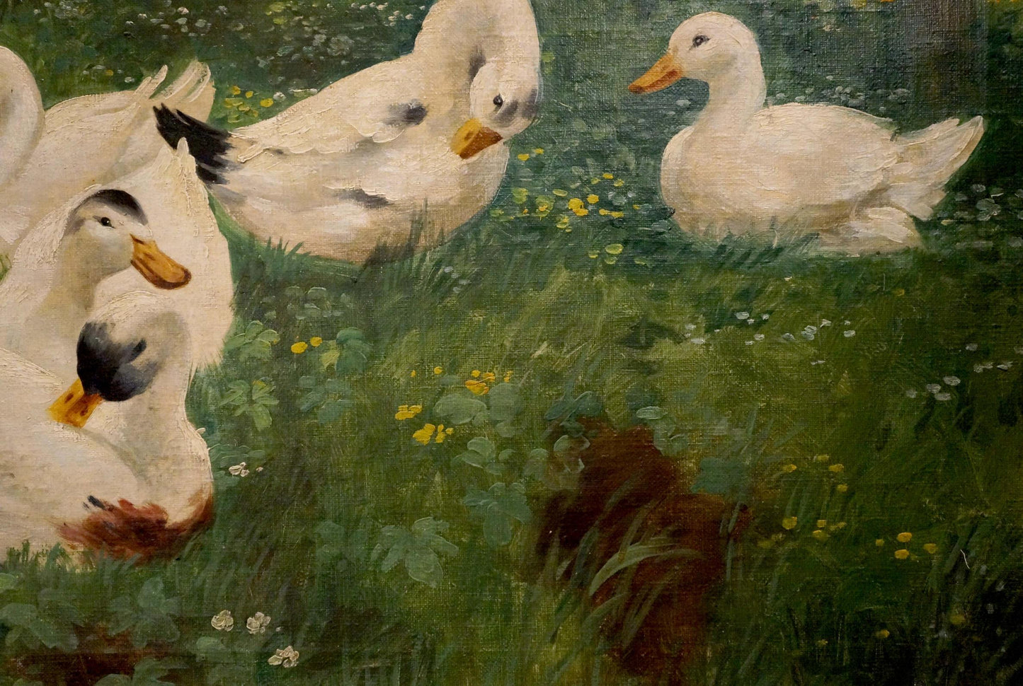 Oil painting Geese walk H. Graesel